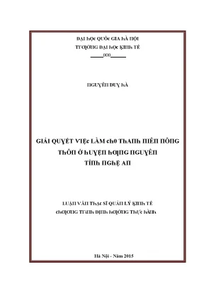 Luận văn giải quyết việc làm cho thanh niên nông thôn ở huyện hưng nguyên tỉnh nghệ an