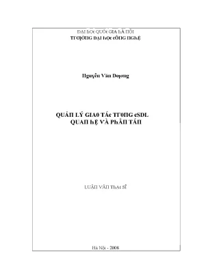 Luận văn quản lý giao tác trong csdl quan hệ và phân tán