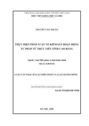 Luận văn thực hiện pháp luật về kiểm sát hoạt động tư pháp từ thực tiễn tỉnh cao bằng