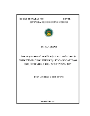 Luận văn tình trạng đau ở người bệnh sau phẫu thuật mở bướu giáp đơn thuần tại khoa ngoại tổng hợp bệnh viện a thái nguyên năm 2017