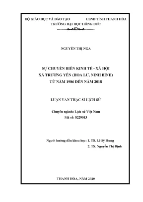 Sự chuyển biến kinh tế xã hội xã trƣờng yên hoa lƣ ninh bình từ năm 1986 đến năm 2018