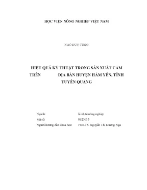 Luận văn hiệu quả kỹ thuật trong sản xuất cam trên địa bàn huyện hàm yên tỉnh tuyên quang