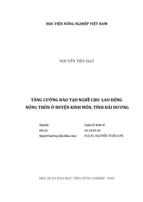 Luận văn tăng cường đào tạo nghề cho lao động nông thôn ở huyện kinh môn tỉnh hải dương