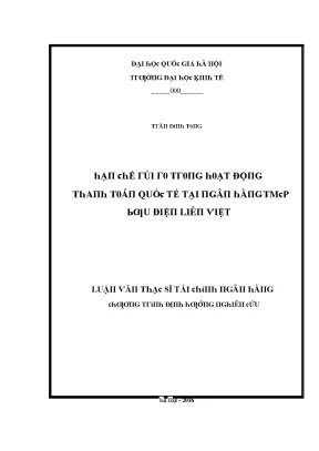 Luận văn hạn chế rủi ro trong hoạt động thanh toán quốc tế tại ngân hàng tmcp bưu điện liên việt