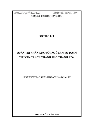 Quản trị nhân lực đội ngũ cán bộ đoàn chuyên trách thành phố thanh hóa