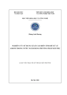 Luận văn nghiên cứu sử dụng xỉ lò cao biến tính để xử lý amoni trong nước ngầm bằng phương pháp hấp phụ