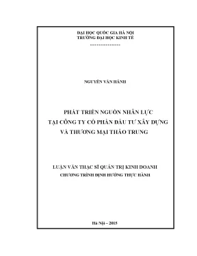 Luận văn phát triển nguồn nhân lực tại công ty cổ phần đầu tư xây dựng và thương mại thảo trung
