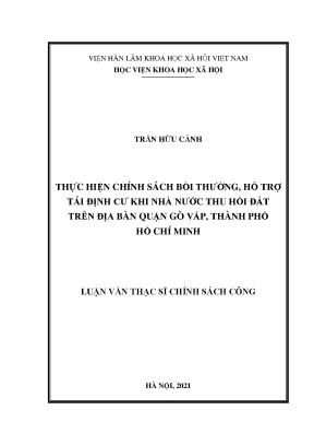 Luận văn thực hiện chính sách bồi thường hỗ trợ tái định cư khi nhà nước thu hồi đất trên địa bàn quận gò vấp thành phố hồ chí minh