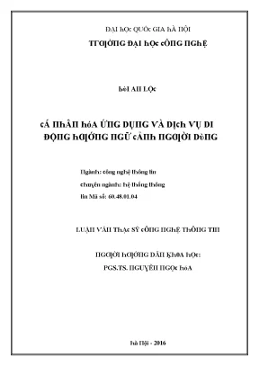 Luận văn cá nhân hóa ứng dụng và dịch vụ di động hướng ngữ cảnh người dùng