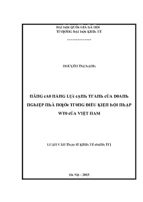 Luận văn nâng cao năng lực cạnh tranh của doanh nghiệp nhà nước trong điều kiện hội nhập wto của việt nam