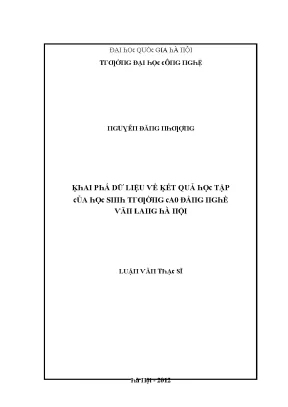 Luận văn khai phá dữ liệu về kết quả học tập của học sinh trường cao đẳng nghề văn lang hà nội