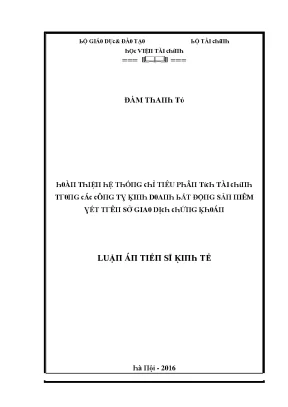 Luận văn hoàn thiện hệ thống chỉ tiêu phân tích tài chính trong các công ty kinh doanh bất động sản niêm yết trên sở giao dịch chứng khoán