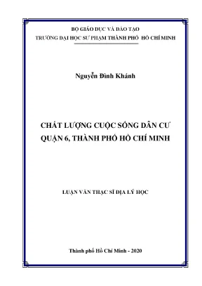 Luận văn chất lượng cuộc sống dân cư quận 6 thành phố hồ chí minh