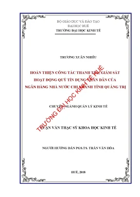 Luận văn hoàn thiện công tác thanh tra giám sát hoạt động quỹ tín dụng nhân dân của ngân hàng nhà nước chi nhánh tỉnh quảng trị
