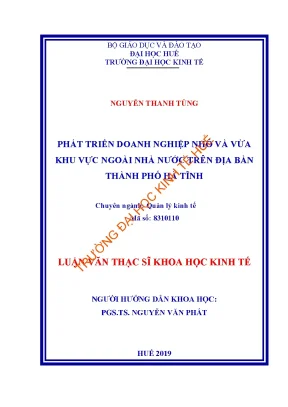 Luận văn phát triển doanh nghiệp nhỏ và vừa khu vực ngoài nhà nước trên địa bàn thành phố hà tĩnh