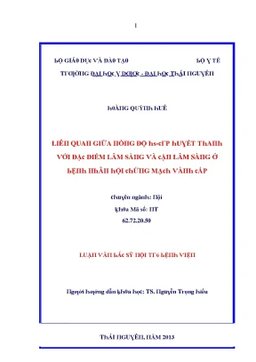 Luận văn liên quan giữa nồng độ hs crp huyết thanh với đặc điểm lâm sàng và cận lâm sàng ở bệnh nhân hội chứng mạch vành cấp