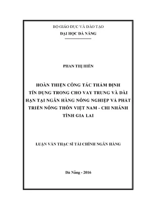 Luận văn hoàn thiện công tác thẩm định tín dụng trong cho vay trung và dài hạn tại ngân hàng nông nghiệp và phát triển nông thôn việt nam chi nhánh tỉnh gia lai