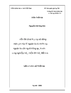 Luận văn thạc sĩ vấn đề khai thác và sử dụng một cách hợp lý nguồn lực tự nhiên và nguồn lực con người trong quá trình công nghiệp hoá hiện đại hoá đất nước