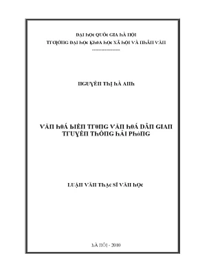Luận văn thạc sĩ văn hóa biển trong văn học dân gian truyền thống hải phòng