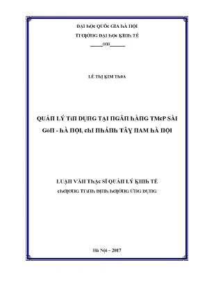 Luận văn quản lý tín dụng tại ngân hàng tmcp sài gòn hà nội chi nhánh tây nam hà nội