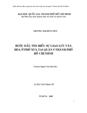 Bước đầu tìm hiểu sự giao lưu văn hóa ở phố xưa tại quận 5 thành phố hồ chí minh