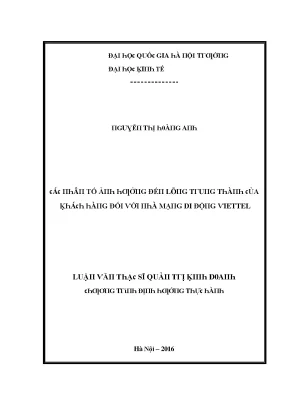 Luận văn các nhân tố ảnh hưởng đến lòng trung thành của khách hàng đối với nhà mạng di động viettel