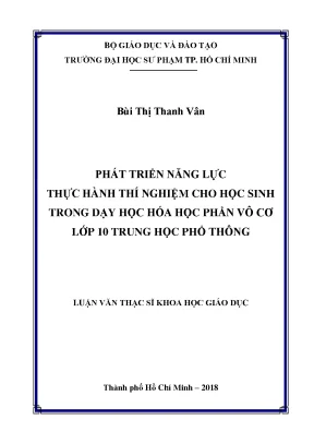 Luận văn phát triển năng lực thực hành thí nghiệm cho học sinh trong dạy học hóa học phần vô cơ lớp 10 trung học phổ thông