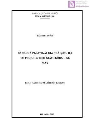 Luận văn thạc sĩ đánh giá phát thải khí nhà kính n₂o từ phương tiện giao thông xe máy vnu lvts004