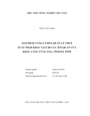 Luận văn giải pháp tăng cường quản lý thuế xuất nhập khẩu tại chi cục hải quan cửa khẩu cảng vũng áng tỉnh hà tĩnh