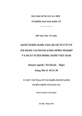 Luận văn hoàn thiện chính sách quản trị rủi ro tín dụng tại ngân hàng nông nghiệp và phát triển nông thôn việt nam