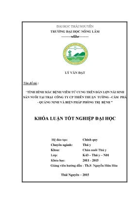 Luận văn tình hình mắc bệnh viêm tử cung ở đàn lợn nái sinh sản nuôi tại trại công ty cp thiên thuận tường cẩm phả quảng ninh và biện pháp phòng trị bệnh