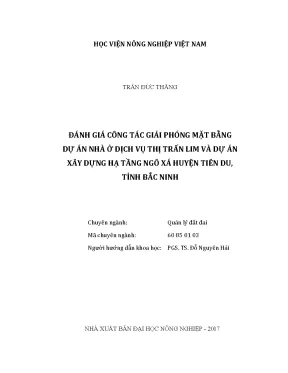Luận văn đánh giá công tác giải phóng mặt bằng dự án nhà ở dịch vụ thị trấn lim và dự án xây dựng hạ tầng ngô xá huyện tiên du tỉnh bắc ninh