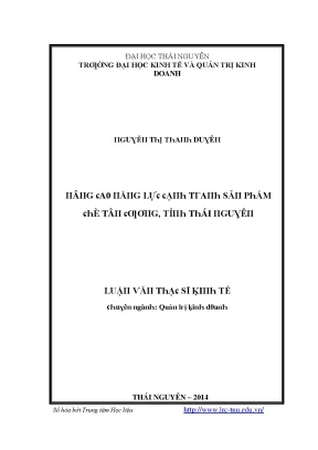 Luận văn nâng cao năng lực cạnh tranh sản phẩm chè tân cương tỉnh thái nguyên