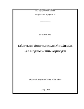 Luận văn hoàn thiện công tác quản lý ngân sách cấp huyện của tỉnh hưng yên