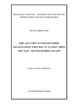 Luận văn hiệu quả cho vay doanh nghiệp tại ngân hàng đầu tư và phát triển việt nam chi nhánh đông sài gòn