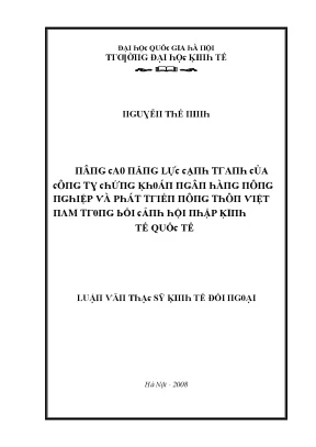 Nâng cao năng lực cạnh tranh của công ty chứng khoán ngân hàng nông nghiệp và phát triển nông thôn việt nam trong bối cảnh hội nhập kinh tế quốc tế
