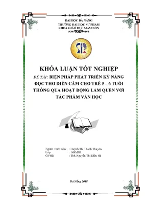 Luận văn biện pháp phát triển kĩ năng đọc thơ diễn cảm cho trẻ 5 6 tuổi thông qua hoạt động làm quen với tác phẩm văn học