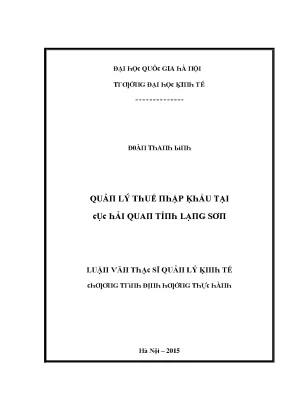 Luận văn quản lý thuế nhập khẩu tại cục hải quan tỉnh lạng sơn