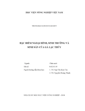 Luận văn đặc điểm ngoại hình sinh trưởng và sinh sản của gà lạc thủy