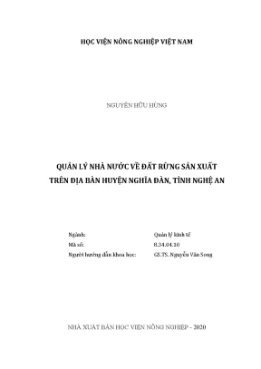 Quản lý nhà nước về đất rừng sản xuất trên địa bàn huyện nghĩa đàn tỉnh nghệ an