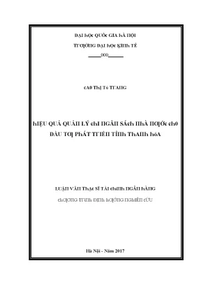 Luận văn hiệu quả quản lý chi ngân sách nhà nước cho đầu tư phát triển tỉnh thanh hóa