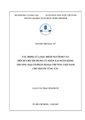 Tài liệu tác động của đặc điểm người đi vay đến rủi ro tín dụng cá nhân tại ngân hàng