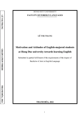 Motivation and attitudes ò english majored students at hong duc university towards learning english