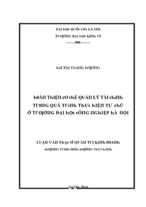 Luận văn hoàn thiện cơ chế quản lý tài chính trong quá trình thực hiện tự chủ ở trường đại học công nghiệp hà nội