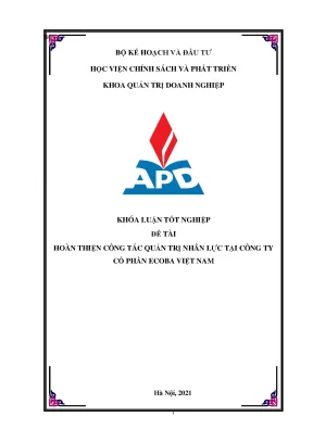 Luận văn hoàn thiện công tác quản trị nhân lực tại công ty cổ phần ecoba việt nam