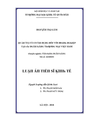 Luận văn quản trị rủi ro tín dụng đối với doanh nghiệp tại các ngân hàng thương mại việt nam