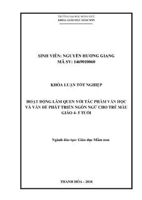 Hoạt động làm quen với tác phẩm văn học và vấn đề phát triển ngôn ngữ cho trẻ mẫu giáo 4 5 tuổi