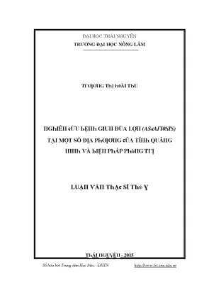 Luận văn nghiên cứu bệnh giun đũa lợn ascariosis tại một số địa phương của tỉnh quảng ninh và biện pháp phòng trị