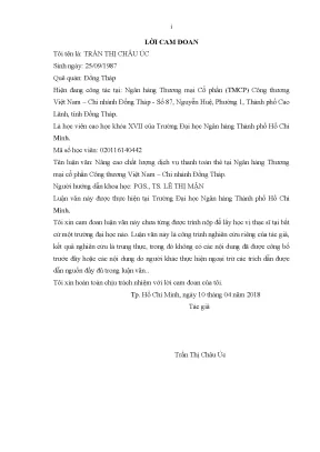 Luận văn nâng cao chất lượng dịch vụ thanh toán thẻ tại ngân hàng thương mại cổ phần công thương việt nam chi nhánh đồng tháp