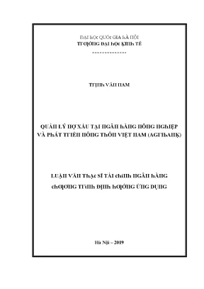 Luận văn quản lý nợ xấu tại ngân hàng nông nghiệp và phát triển nông thôn việt nam agribank